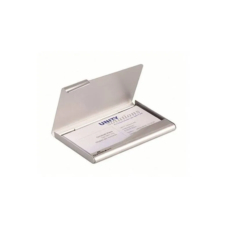 Tarjetero Durable aluminio color plata 20 tarjetas