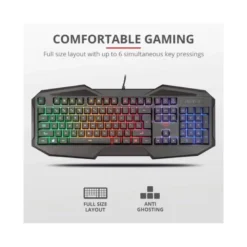Teclado gaming con cable 1,4 m Marca Trust Gxt 830-RW Avonn Iluminación Rainbow