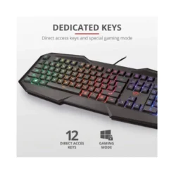 Teclado gaming con cable 1,4 m Marca Trust Gxt 830-RW Avonn Iluminación Rainbow