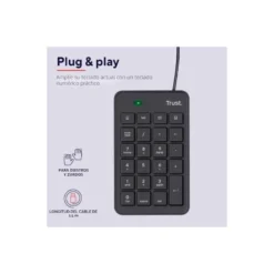 TECLADO NUMERICO TRUST XALAS NUMPAD CON CABLE LONGITUD 145 CM USB 2.0 COLOR NEGRO
