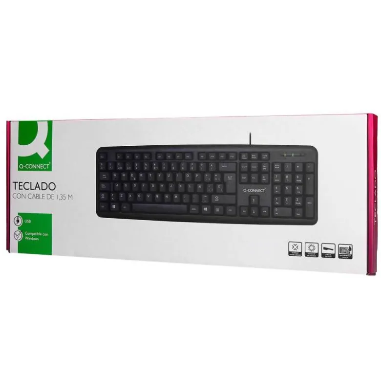 TECLADO Q-CONNECT CON CABLE 1,35 MT COLOR NEGRO