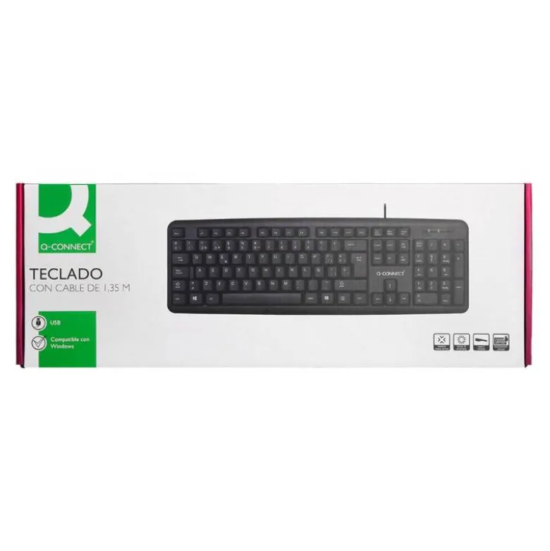 TECLADO Q-CONNECT CON CABLE 1,35 MT COLOR NEGRO