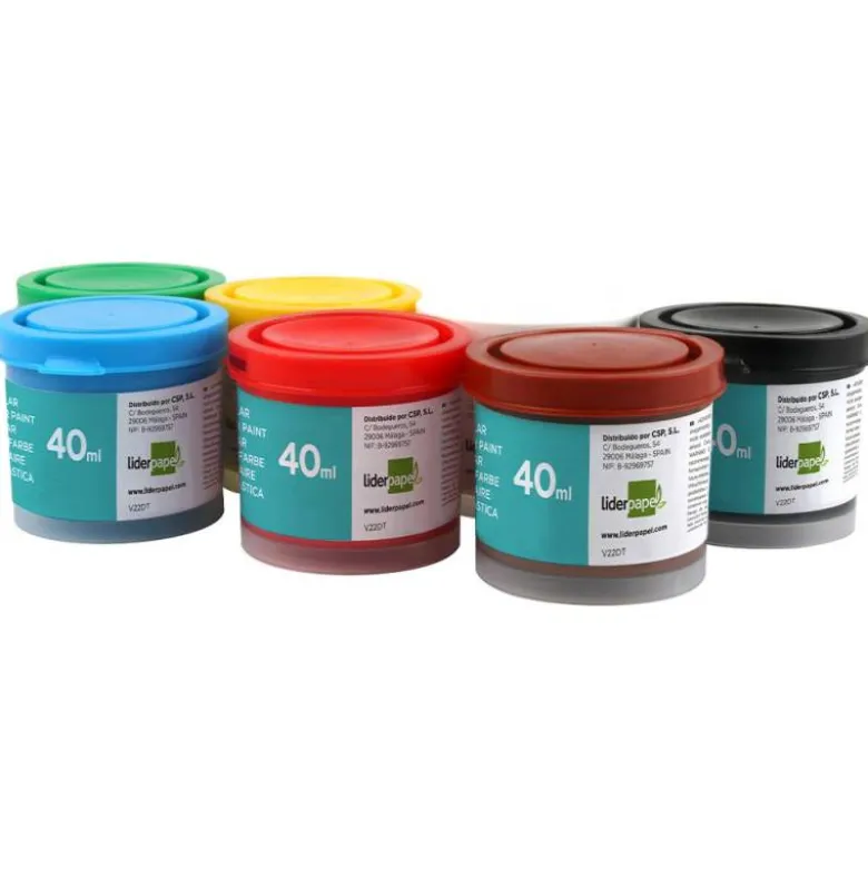 Tempera Escolar Liderpapel 7 Colores Surtidos 40ml + pincel