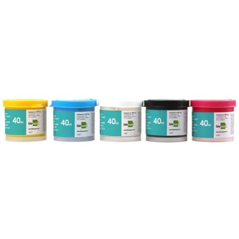 Tempera Escolar Liderpapel 5 Colores Surtidos 40ml + pincel