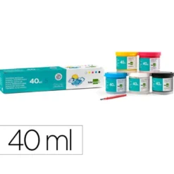 Tempera Escolar Liderpapel 5 Colores Surtidos 40ml + pincel