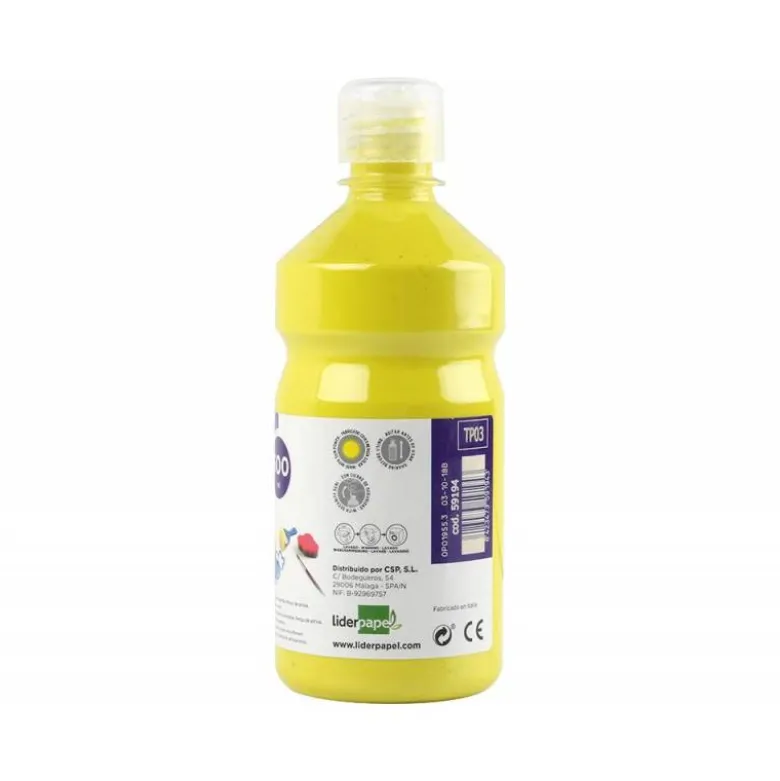 Tempera Liderpapel color amarillo limon 500 cc