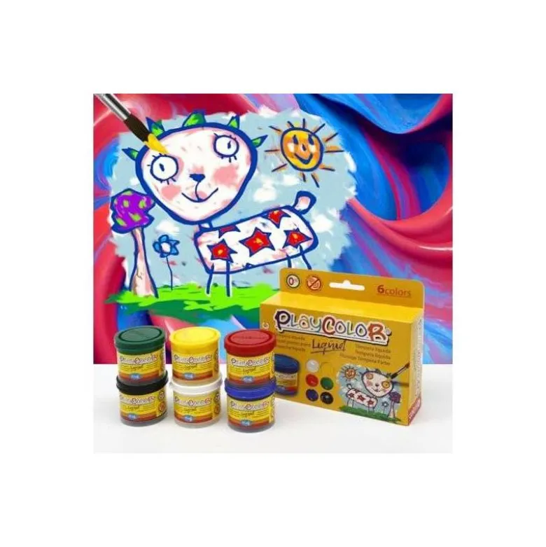 TEMPERA LIQUIDA PLAYCOLOR LIQUID BASIC 40 ML CAJA DE 6 UNIDADES COLORES SURTIDOS