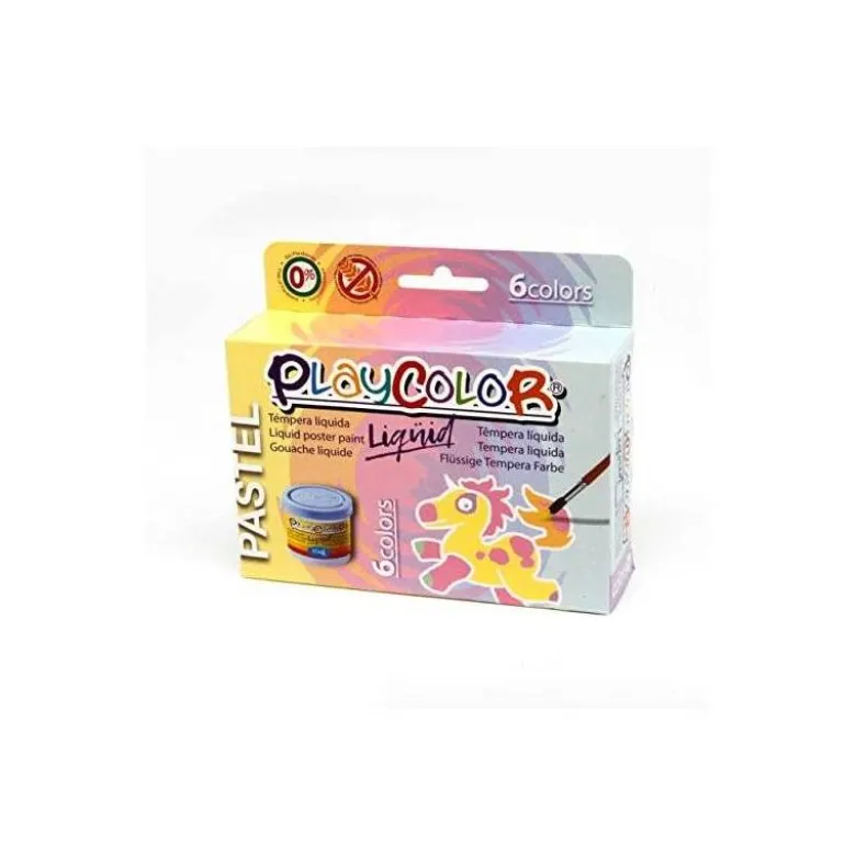 TEMPERA LIQUIDA PLAYCOLOR LIQUID PASTEL 40 ML CAJA DE 6 UNIDADES COLORES SURTIDOS