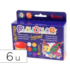 TEMPERA LIQUIDA PLAYCOLOR LIQUID GLITTER 40 ML CAJA DE 6 UNIDADES COLORES SURTIDOS