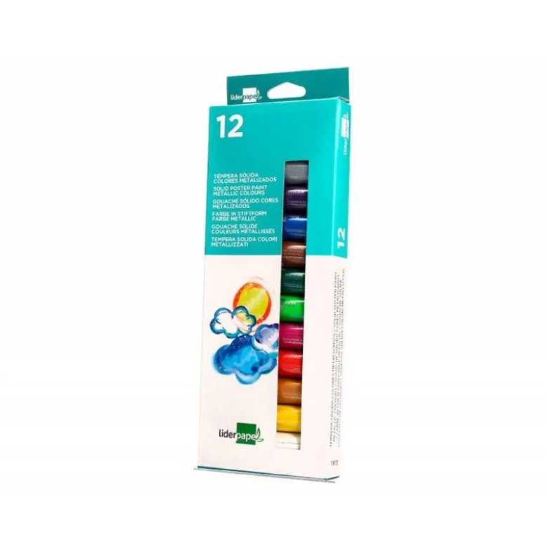 TEMPERA SOLIDA EN BARRA LIDERPAPEL ESCOLAR 10 GR CAJA DE 12 COLORES SURTIDOS