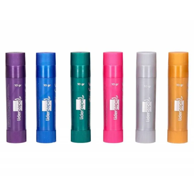 TEMPERA SOLIDA EN BARRA LIDERPAPEL ESCOLAR 10 GR CAJA DE 6 COLORES SURTIDOS