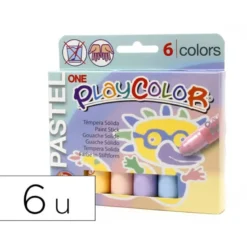 TEMPERA SOLIDA EN BARRA PLAYCOLOR PASTEL ONE CAJA DE 6 UNIDADES COLORES SURTIDOS