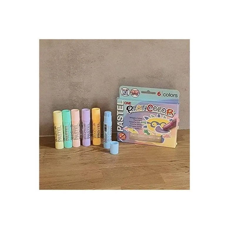 TEMPERA SOLIDA EN BARRA PLAYCOLOR PASTEL ONE CAJA DE 6 UNIDADES COLORES SURTIDOS