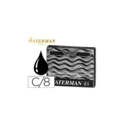Tinta estilografica waterman negra caja de 8 cartuchos standard largos