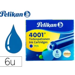 Tinta para plumas pelikan azul real caja 6 cartuchos