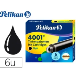 Tinta para plumas pelikan negra caja 6 cartuchos