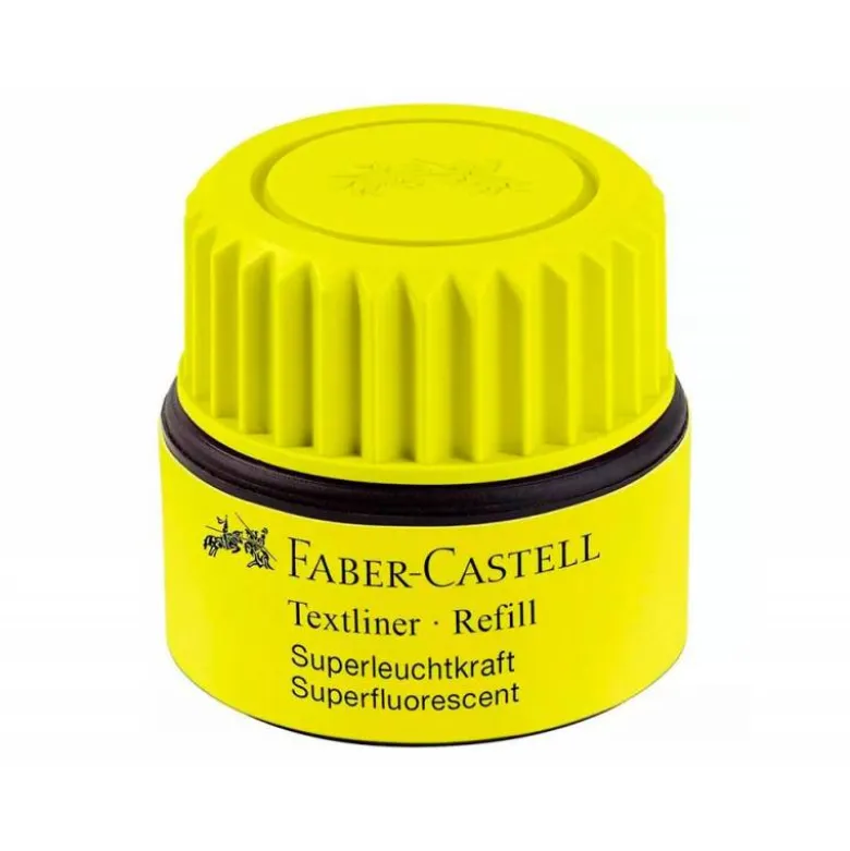 TINTA ROTULADOR FABER CASTELL TEXTLINER FLUORESCENTE 1549 CON SISTEMA CAPILAR COLOR AMARILLO FRASCO DE 30 ML