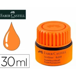 TINTA ROTULADOR FABER CASTELL TEXTLINER FLUORESCENTE 1549 CON SISTEMA CAPILAR COLOR NARANJA FRASCO DE 30 ML