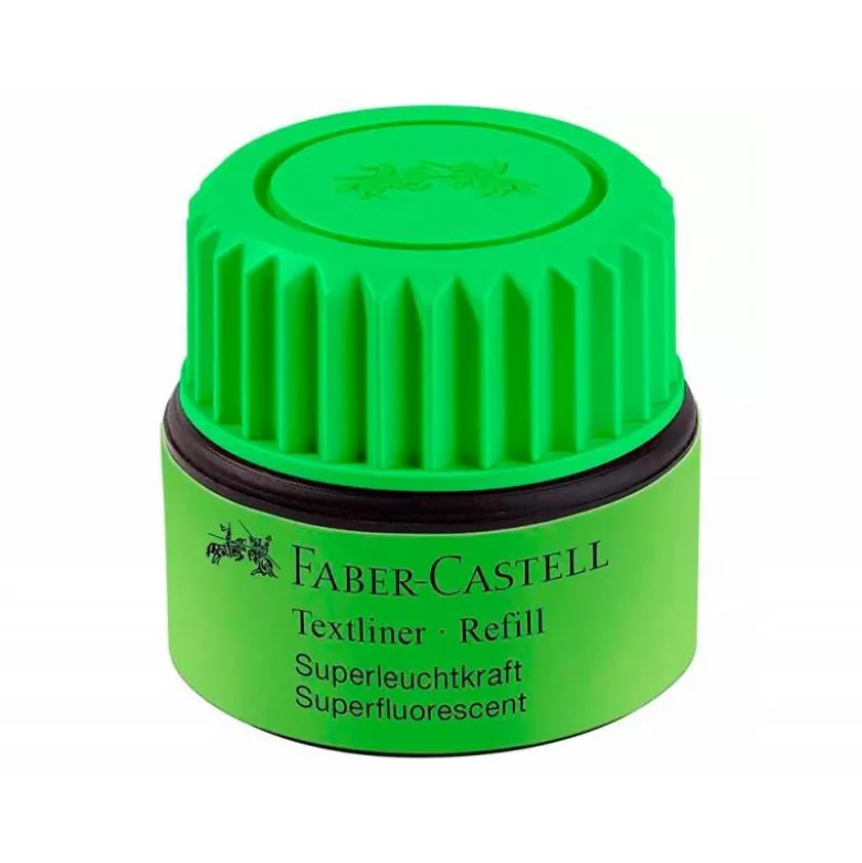 TINTA ROTULADOR FABER CASTELL TEXTLINER FLUORESCENTE 1549 CON SISTEMA CAPILAR COLOR VERDE FRASCO DE 30 ML