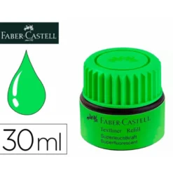 TINTA ROTULADOR FABER CASTELL TEXTLINER FLUORESCENTE 1549 CON SISTEMA CAPILAR COLOR VERDE FRASCO DE 30 ML