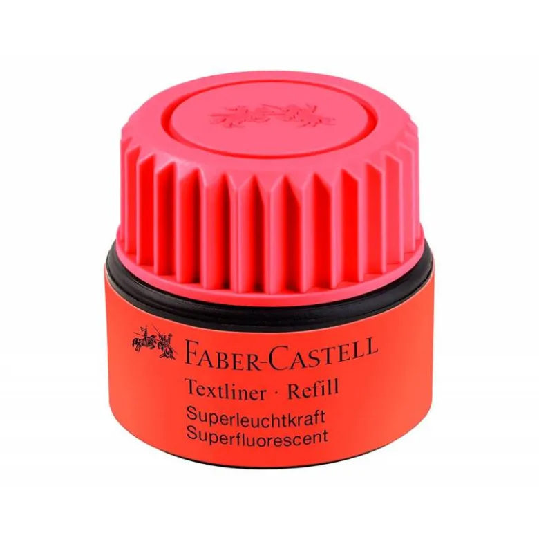 TINTA ROTULADOR FABER CASTELL TEXTLINER FLUORESCENTE 1549 CON SISTEMA CAPILAR COLOR ROJO FRASCO DE 30 ML