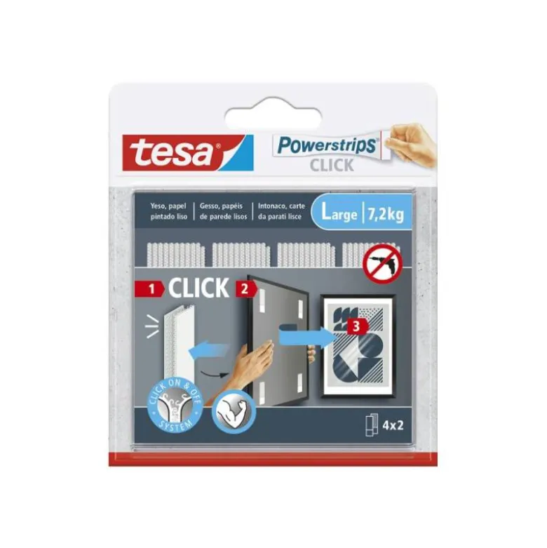 TIRA ADHESIVA TESA POWERSTRIPS CLICK HASTA 7,2 KG 4X2