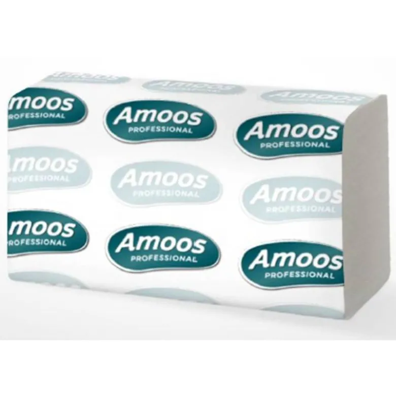 TOALLA SECAMANOS AMOOS INDUSTRIAL 2 CAPAS 32G/M2 21X22 CM CAJA DE 20 PAQUETES DE 142 UNIDADES