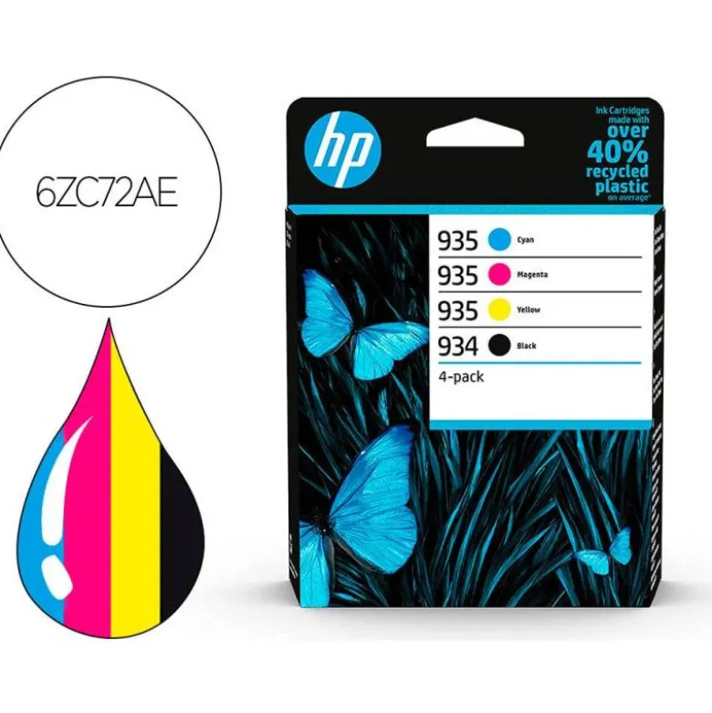 TONER HP 934/935 Y 6ZC72AE COLOR NEGRO / CIAN / MAGENTA / AMARILLO