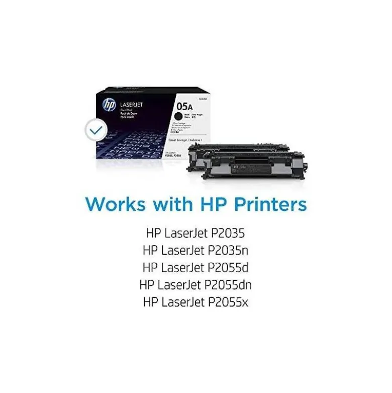 TONER HP 05A LASERJET P2033 / 2035 / 2036 / 2037 / 2054 / 2055 / 2056 / 2057 NEGRO PACK DE 2 UNIDADES 2.300 PAG