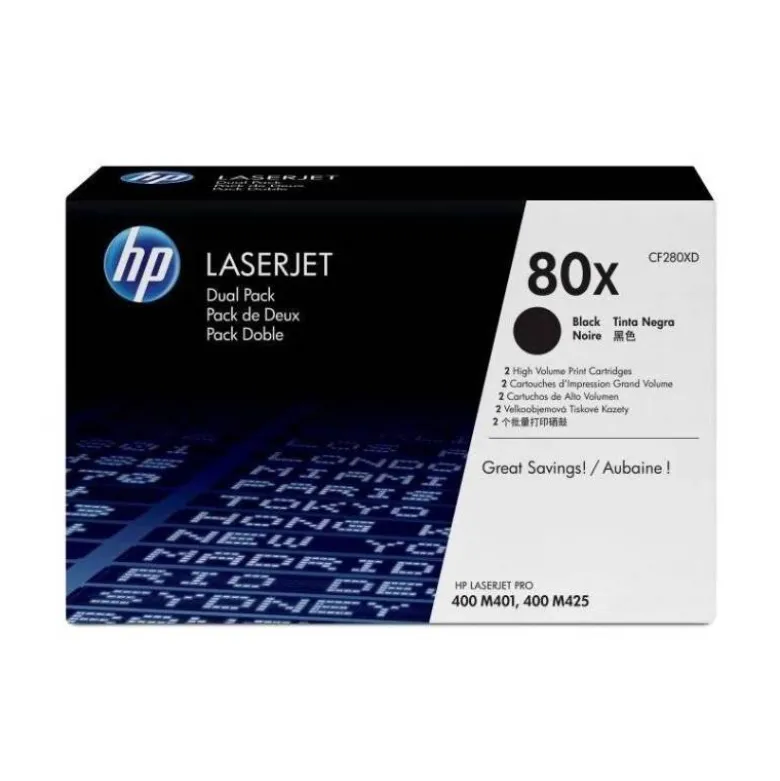 TONER HP LASERJET PRO 80X M401 M425 NEGRO PACK DE 2 UNIDADES 6900 PAGINAS