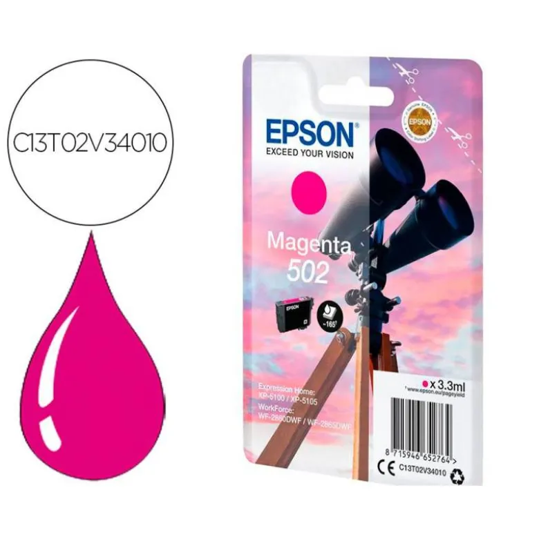 TONER INK-JET EPSON 502 COLOR MAGENTA C13T02V34010