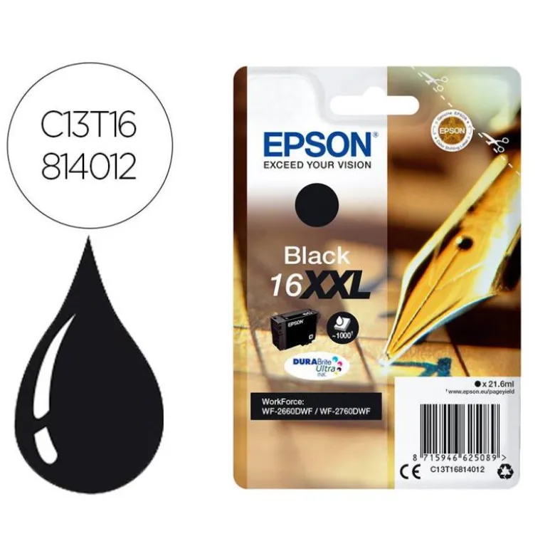 TONER INK-JET EPSON 16XXL COLOR NEGRO C13T16814012