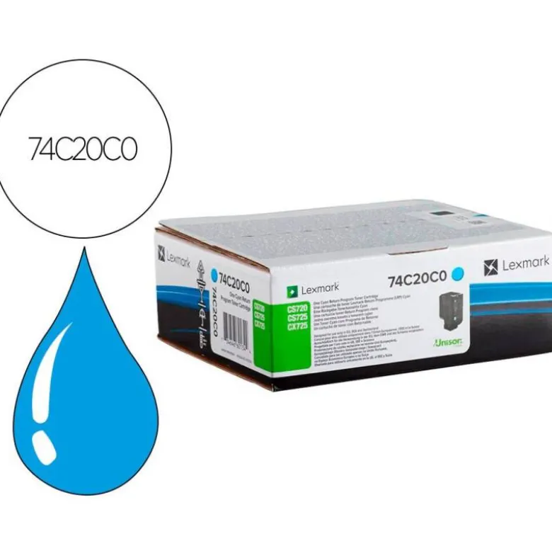 TONER LEXMARK LASER 74C20C0 CX725DE / CS720D E/ CS725DE CIAN 3000 PAGINAS