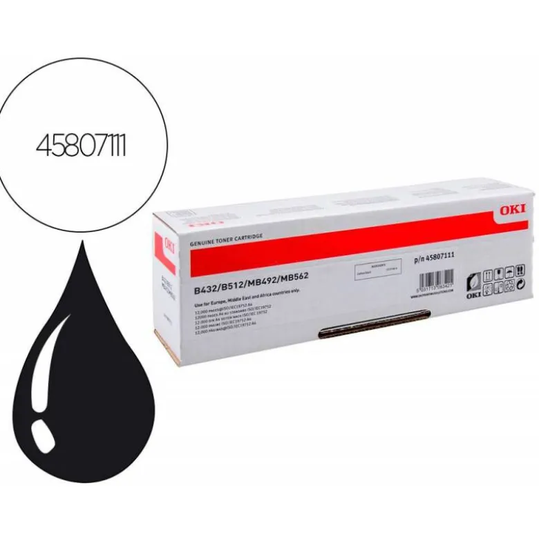 TONER OKI N45807111 NEGRO 12000 PAGINAS