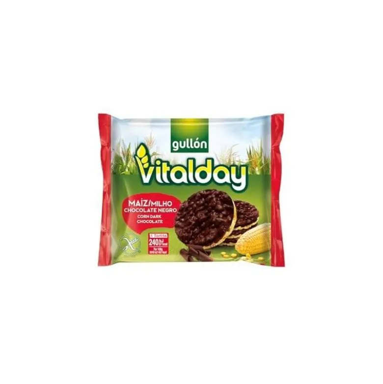 TORTITAS DE MAIZ GULLON VITALDAY CHOCOLATE NEGRO PAQUETE DE 4 UNIDADES 25 GR