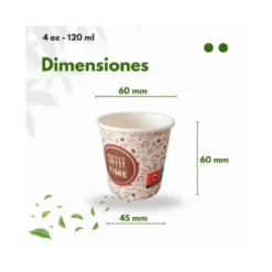 Vaso termico carton 120 cc Paquete de 50 unidades