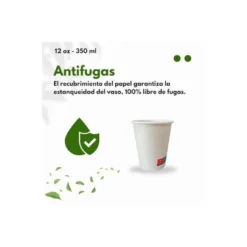 VASO DE CARTON BIODEGRADABLE BLANCO 360 CC PAQUETE DE 40 UNIDADES