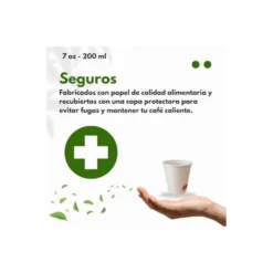 VASO DE CARTON BIODEGRADABLE BLANCO 220 CC PAQUETE DE 50 UNIDADES