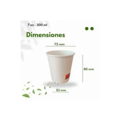 VASO DE CARTON BIODEGRADABLE BLANCO 220 CC PAQUETE DE 50 UNIDADES