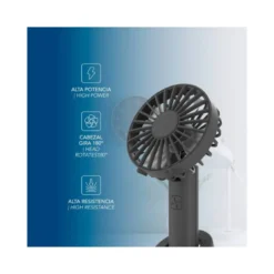 VENTILADOR DE MANO DAEWOO HIGH POWER 5W 3 VELOCIDADES RECARGABLE USB-C COLOR NEGRO