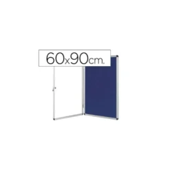Vitrina de anuncios q-connect mural pequeña fieltro azul con puerta y marco con cerradura medidas 72x98 cm.