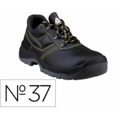 ZAPATOS DE SEGURIDAD DELTAPLUS PIEL CRUPON PIGMENTADA SUELA PU BI DENSIDAD COLOR NEGRO TALLA 37