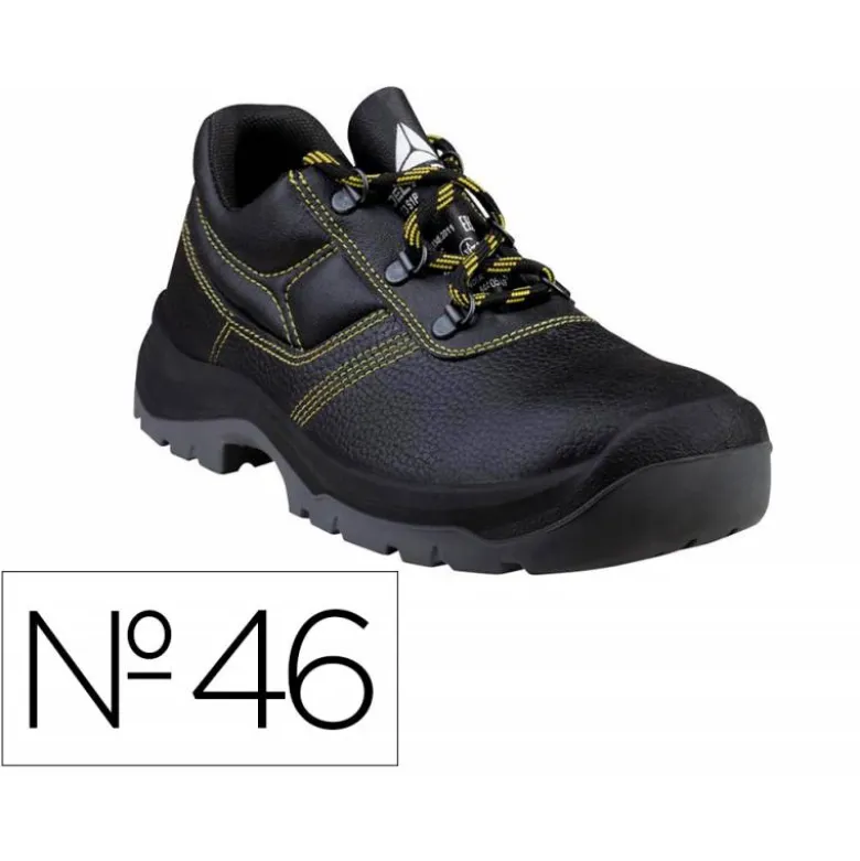 ZAPATOS DE SEGURIDAD DELTAPLUS PIEL CRUPON PIGMENTADA SUELA PU BI DENSIDAD COLOR NEGRO TALLA 46