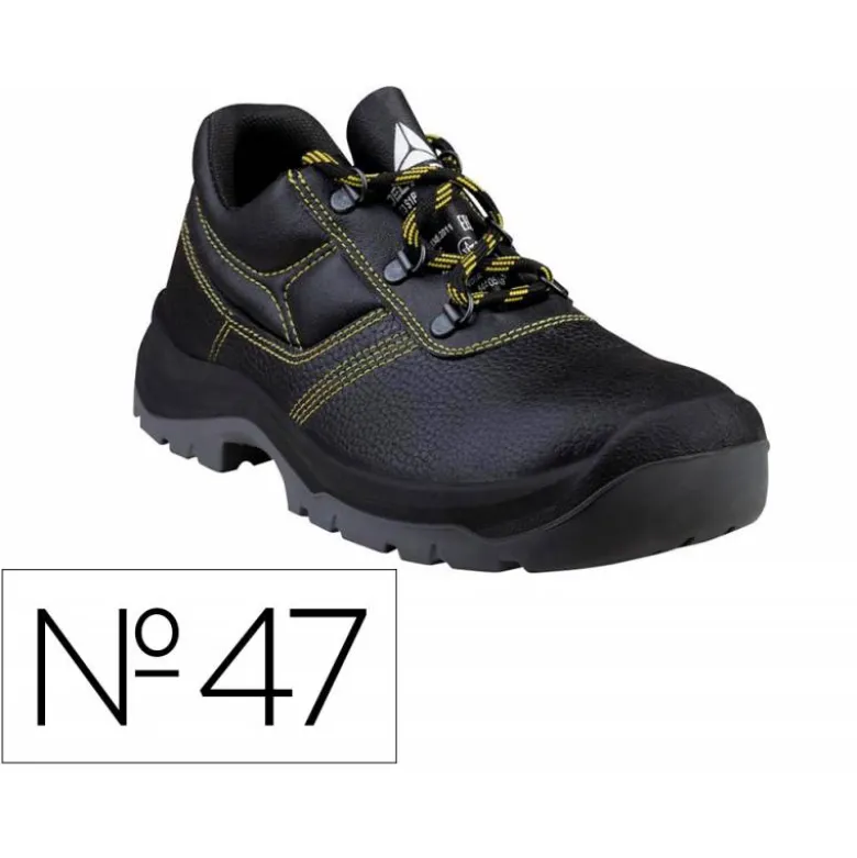 ZAPATOS DE SEGURIDAD DELTAPLUS PIEL CRUPON PIGMENTADA SUELA PU BI DENSIDAD COLOR NEGRO TALLA 47